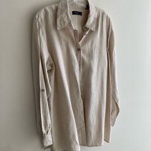 100% Linen Button Down Blouse Shirt Tunic